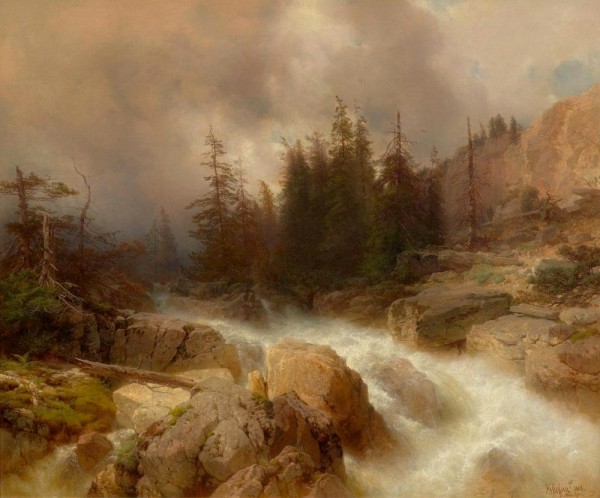 A stream in the Swiss Alps, 1861 by Johann Gottfried Steffan